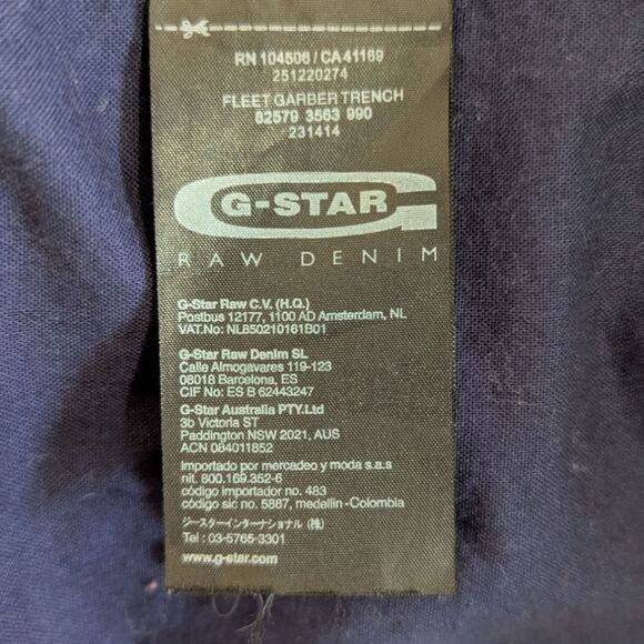 G-Star Raw Denim Fleet Garber Trench Black Canvas Field Coat Jacket Men's XL - Picture 13 of 13